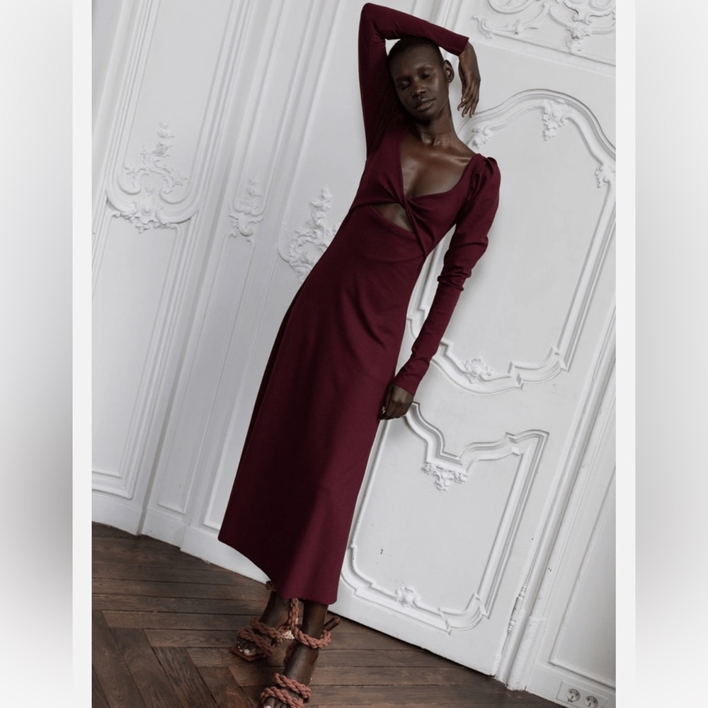 Johanna Ortiz Rich Burgundy Midi Dress. Philosophy Midi Dress